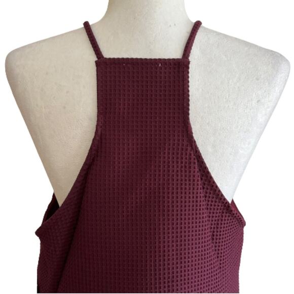 TOBI Dress Corlette Wine Waffle Weave Halter Racerback Pockets Shift Medium NEW - Picture 7 of 13